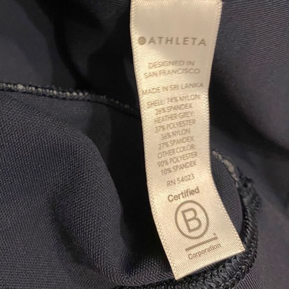 Athleta Crest High Rise Leggings Blue Red Grey Color Block Tights Full Length - Picture 12 of 12